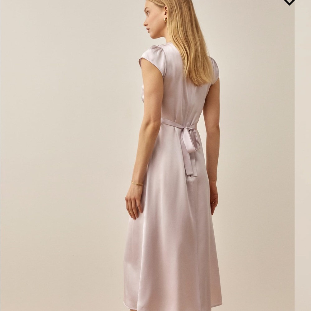 Reformation Silk Midi Dress in Pale Lilac - Picture 4 of 5